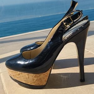 Bebe patent leather slingback heels